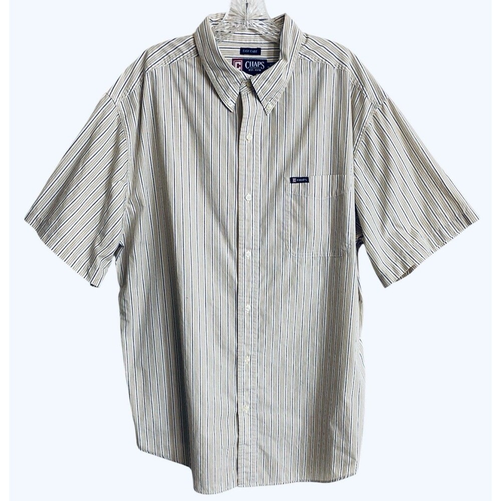 Vintage 90s Chaps Striped Button Up Shirt Indie Academic Boho Skater Gorpcore